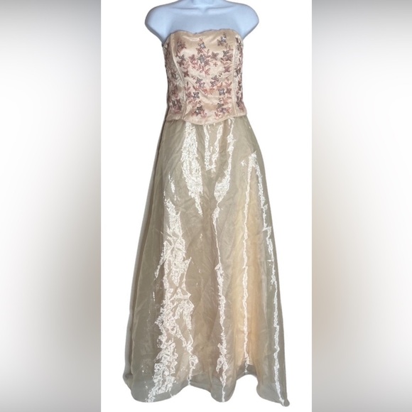 Vintage Fairycore Princess Coquette Embroidered Corset Prom Dress 8 Made In USA - Picture 15 of 15